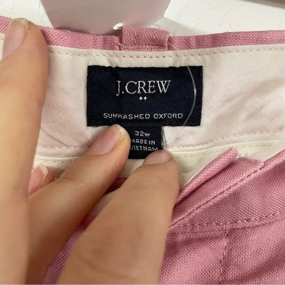 J Crew Sunwashed Oxford Chino Shorts Pink Mens Casual 32W Preppy Golf